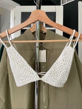 acacia swimwear iria White Crochet Bikini Top